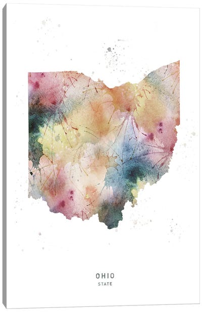 Ohio State Watercolor Canvas Art Print - Ohio Art