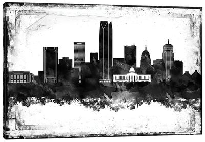 Oklahoma Black And White Framed Skylines Canvas Art Print - Oklahoma City