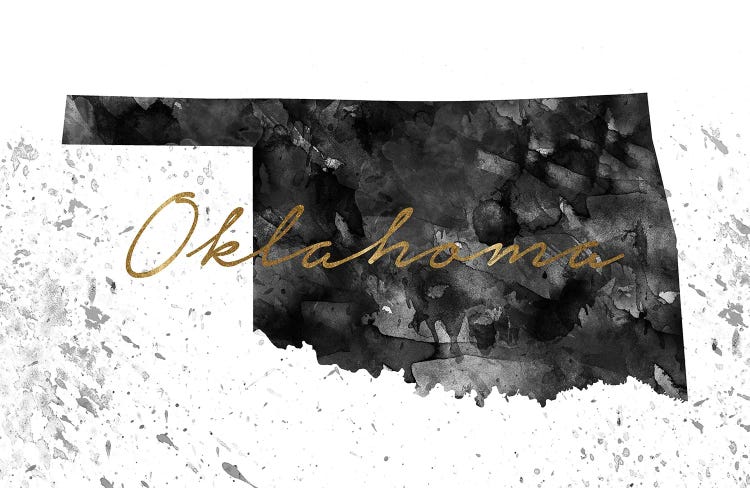 Oklahoma Black And White Gold by WallDecorAddict wall art
