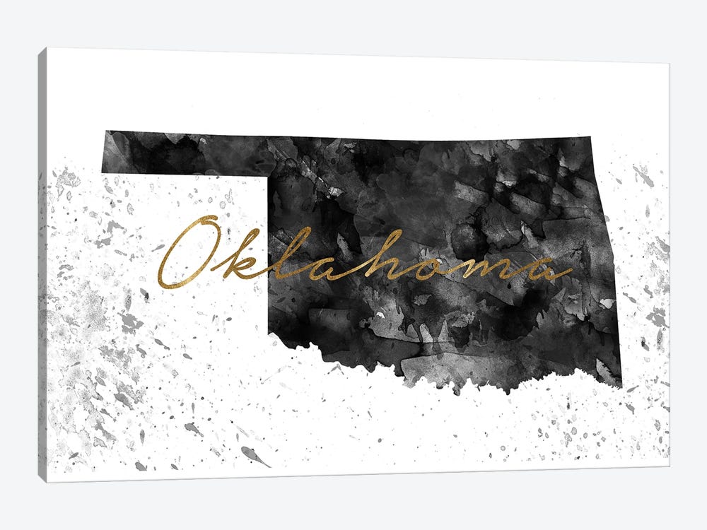 Oklahoma Black And White Gold by WallDecorAddict 1-piece Art Print