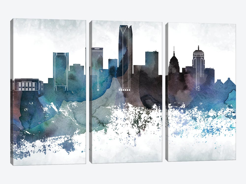 Oklahoma Bluish Skylines by WallDecorAddict 3-piece Canvas Art