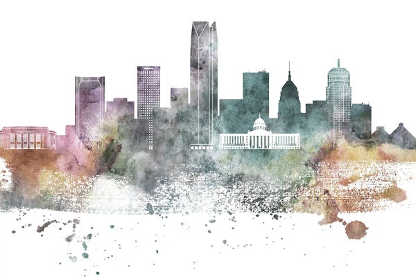 Oklahoma: Oklahoma Pastel Skylines by WallDecorAddict
