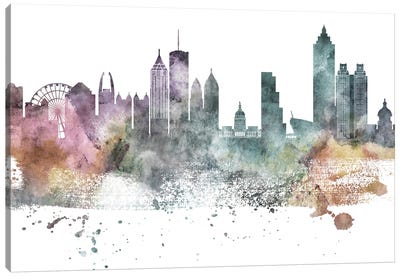 Atlanta Pastel Skylines Canvas Art Print - Pastels