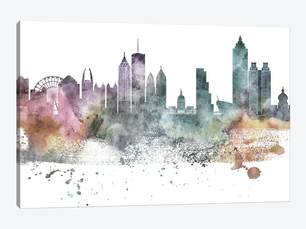 Atlanta Pastel Skylines by WallDecorAddict 1-piece Canvas Art Print