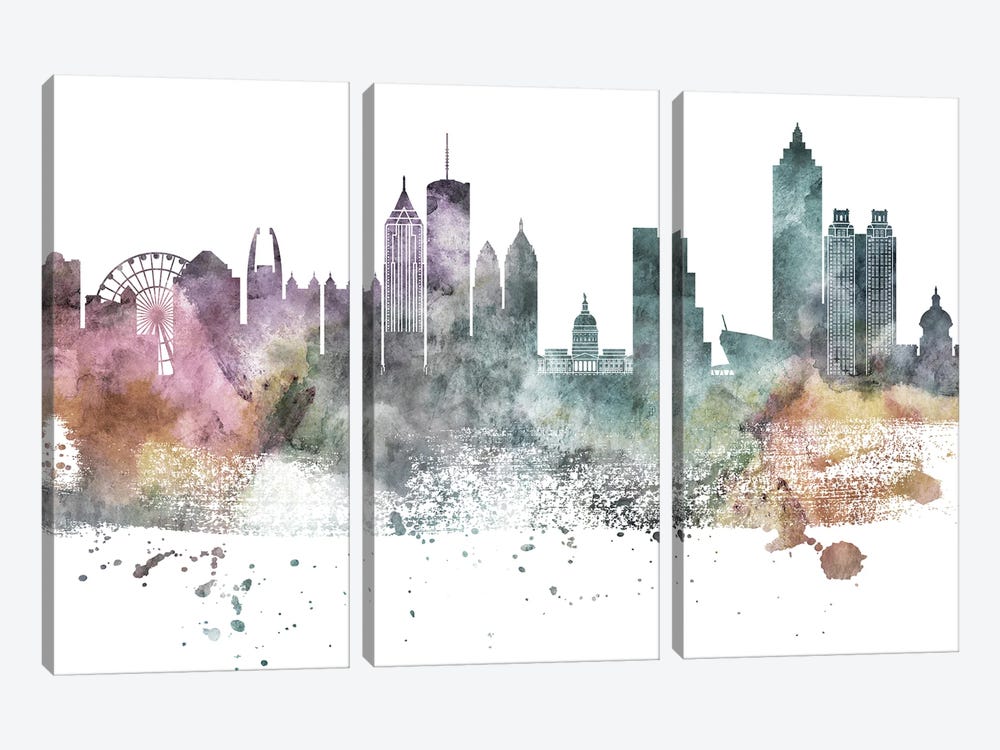 Atlanta Pastel Skylines by WallDecorAddict 3-piece Canvas Art Print