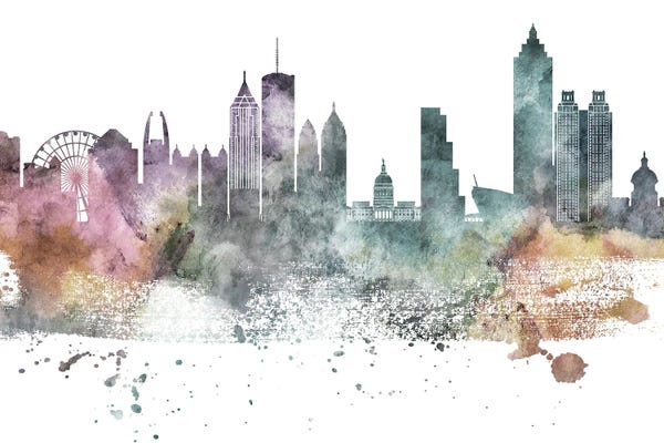 WallDecorAddict: Atlanta Pastel Skylines by WallDecorAddict