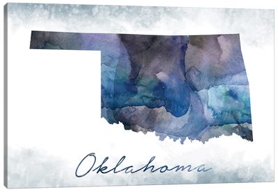 Oklahoma State Bluish Canvas Art Print - State Maps