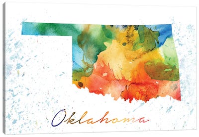 Oklahoma State Colorful Canvas Art Print - WallDecorAddict