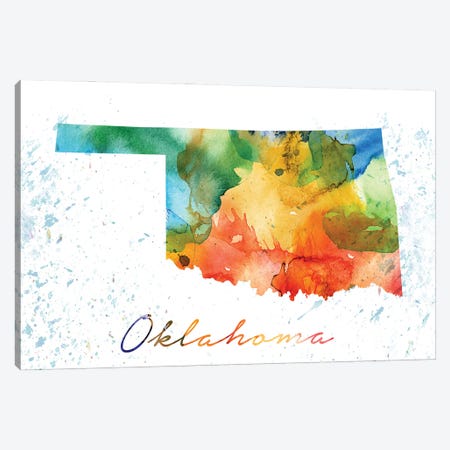 Oklahoma State Colorful Canvas Print #WDA361} by WallDecorAddict Canvas Wall Art
