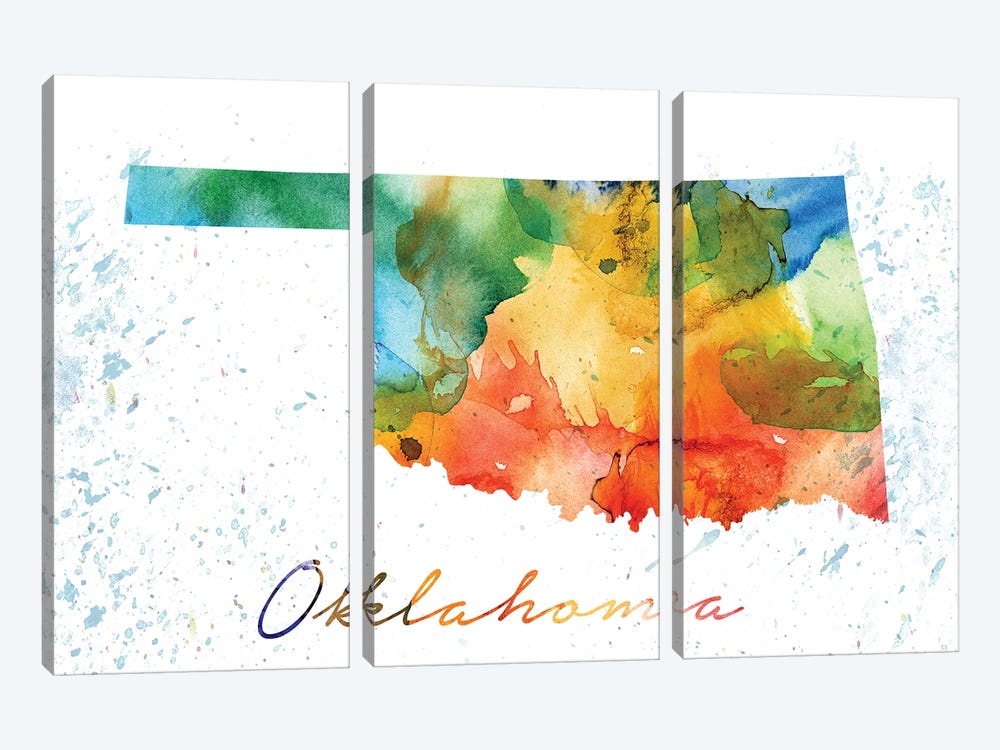 Oklahoma State Colorful by WallDecorAddict 3-piece Canvas Art