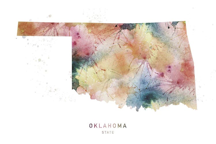 Oklahoma Watercolor State Map by WallDecorAddict wall art