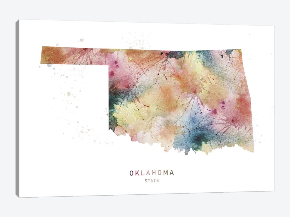 Oklahoma Watercolor State Map by WallDecorAddict 1-piece Art Print