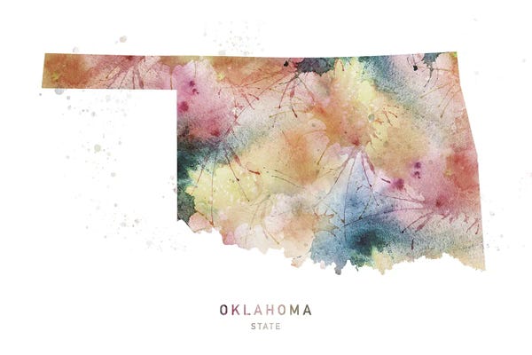 Oklahoma: Oklahoma Watercolor State Map by WallDecorAddict