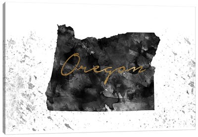 Oregon Black And White Gold Canvas Art Print - WallDecorAddict
