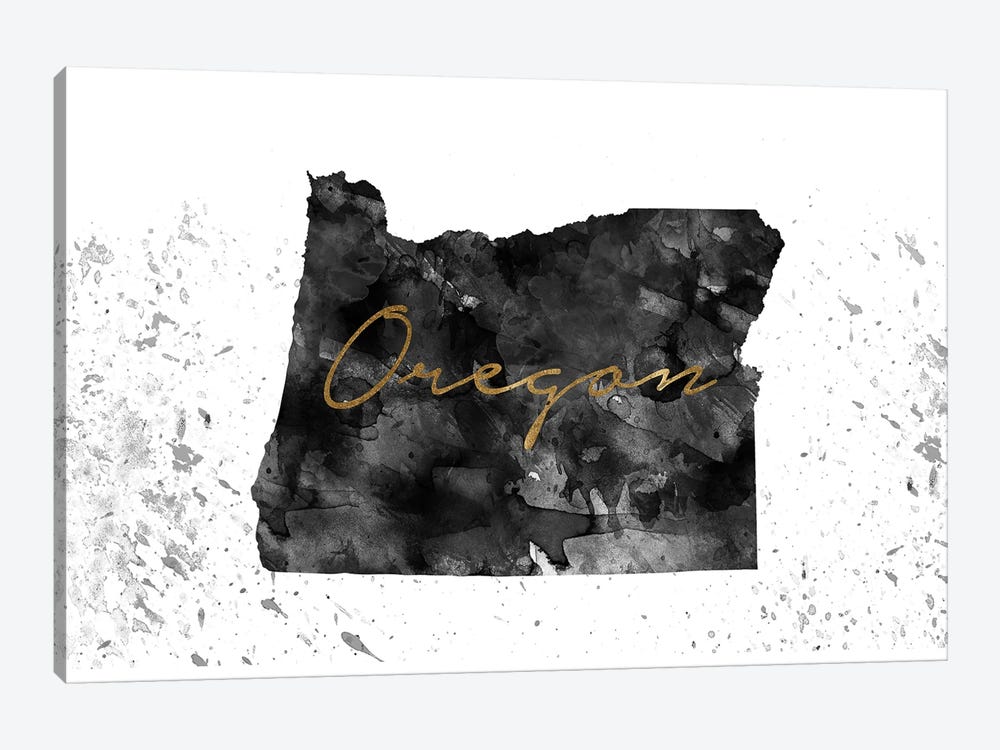 Oregon Black And White Gold by WallDecorAddict 1-piece Canvas Print