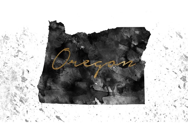 Oregon: Oregon Black And White Gold by WallDecorAddict
