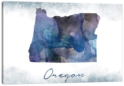 Oregon State Bluish Canvas Art Print - State Maps