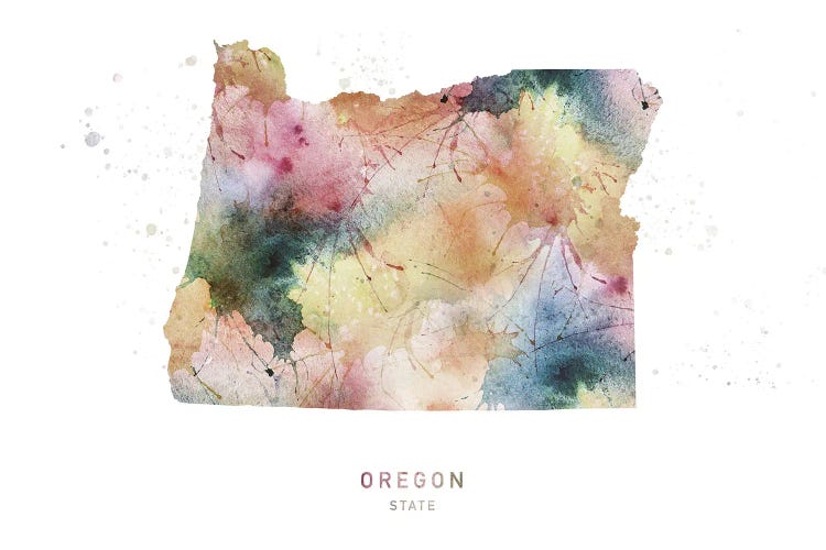 Oregon Watercolor State Map by WallDecorAddict wall art