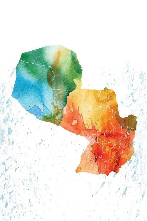 Paraguay Colorfulmap by WallDecorAddict wall art