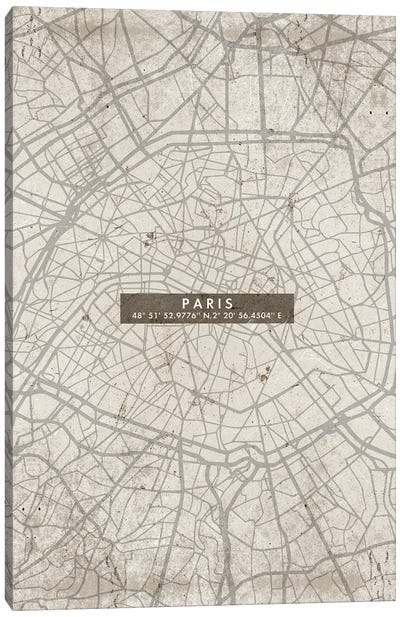 Paris City Map Abstract Canvas Art Print - Paris Maps