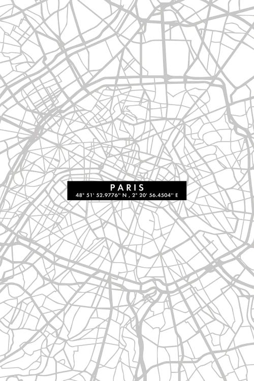 Paris City Map Minimal by WallDecorAddict wall art