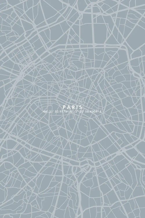 Paris City Map Simple Color by WallDecorAddict wall art