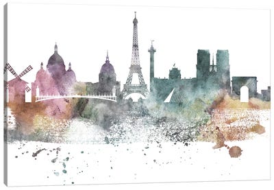 Paris Pastel Skylines Canvas Art Print - WallDecorAddict