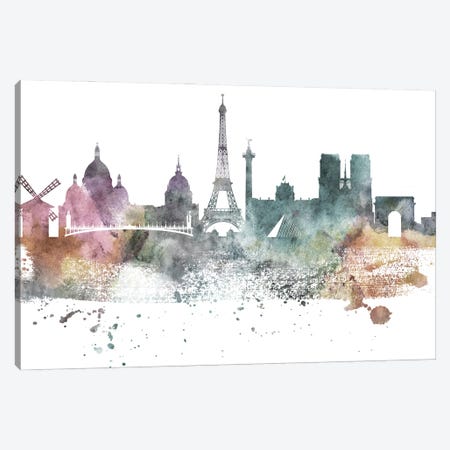 Paris Pastel Skylines Canvas Print #WDA376} by WallDecorAddict Canvas Artwork