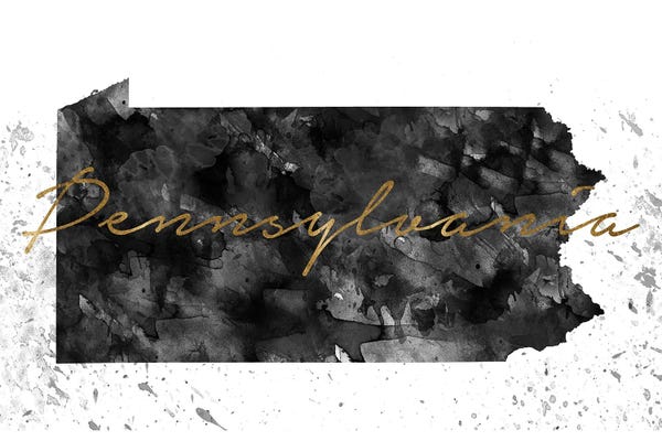 Black & White & Gold: Pennsylvania Black And White Gold by WallDecorAddict