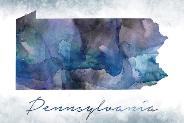 Large Map Art - Canvas Prints: Pennsylvania State Bluish by WallDecorAddict