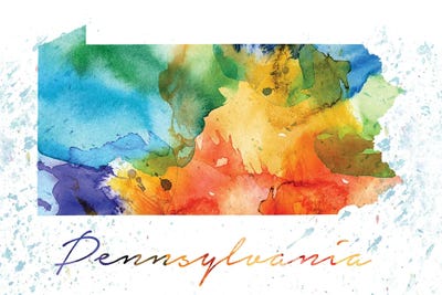 Art Print Watercolor Illustration Wall Art Home Decor Gift State Map of Pennsylvania COLOUR PRINTS Pennsylvania Map