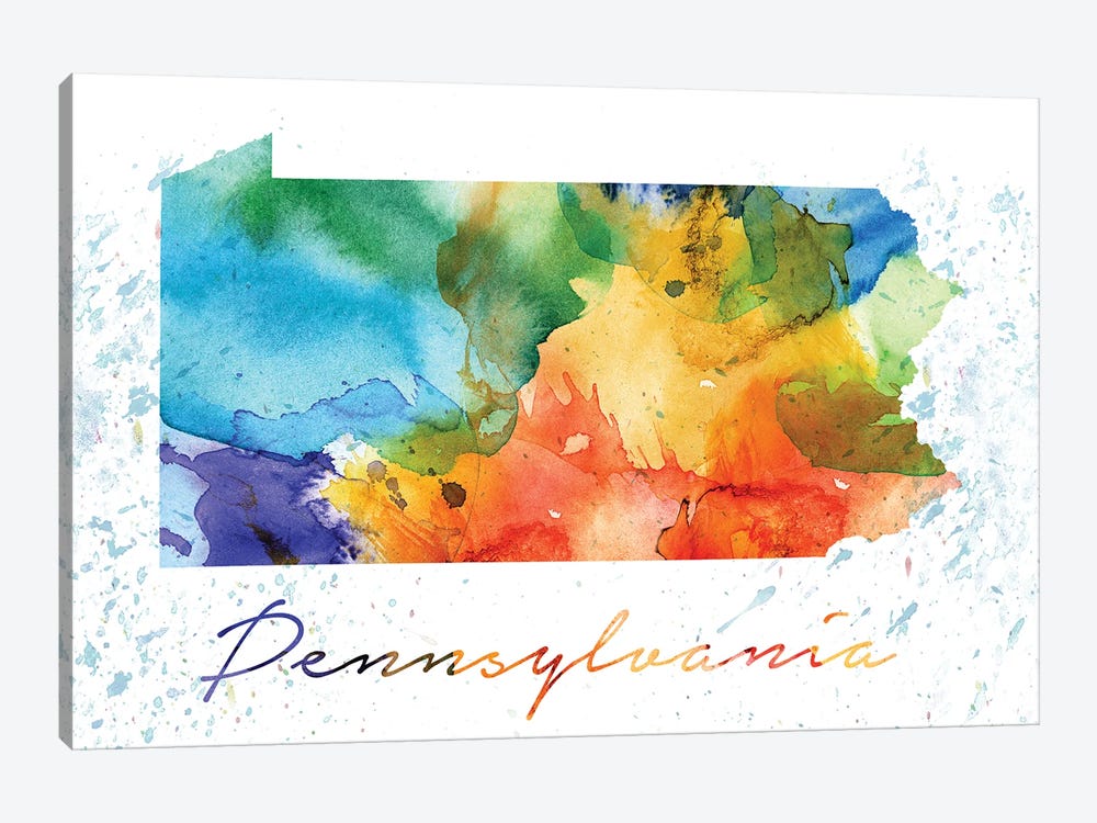 Pennsylvania State Colorful by WallDecorAddict 1-piece Canvas Art Print