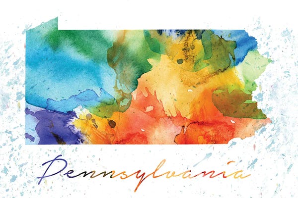 Pennsylvania: Pennsylvania State Colorful by WallDecorAddict