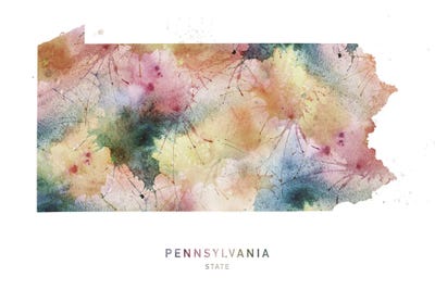 Pennsylvania Watercolor State Map by WallDecorAddict art print