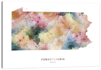 Pennsylvania Watercolor State Map Canvas Art Print - WallDecorAddict