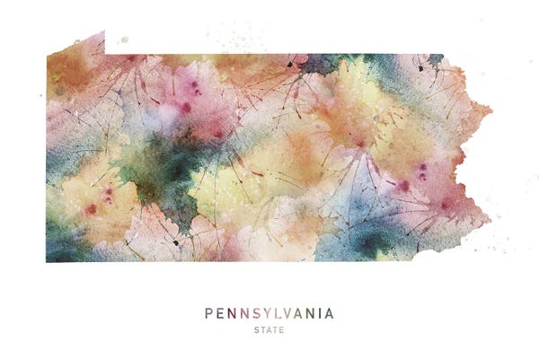 Pennsylvania: Pennsylvania Watercolor State Map by WallDecorAddict