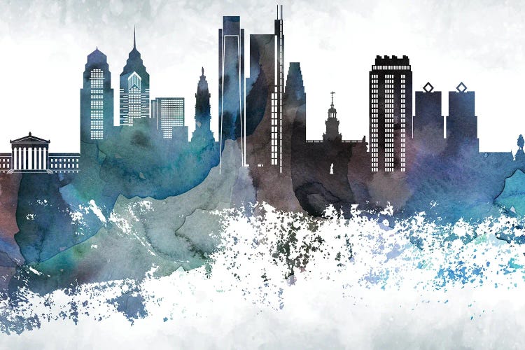 Philadelphia Bluish Skylines by WallDecorAddict wall art