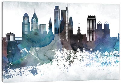 Philadelphia Bluish Skylines Canvas Art Print - Philadelphia Skylines