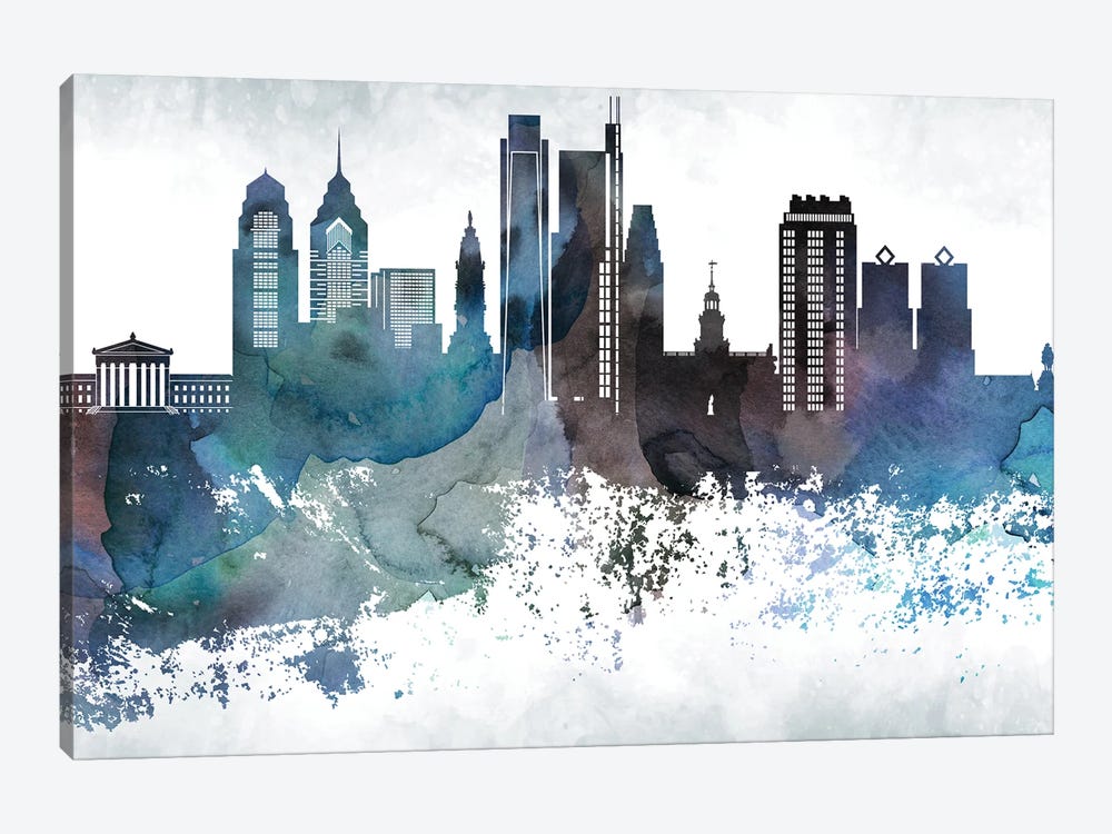 Philadelphia Bluish Skylines by WallDecorAddict 1-piece Art Print