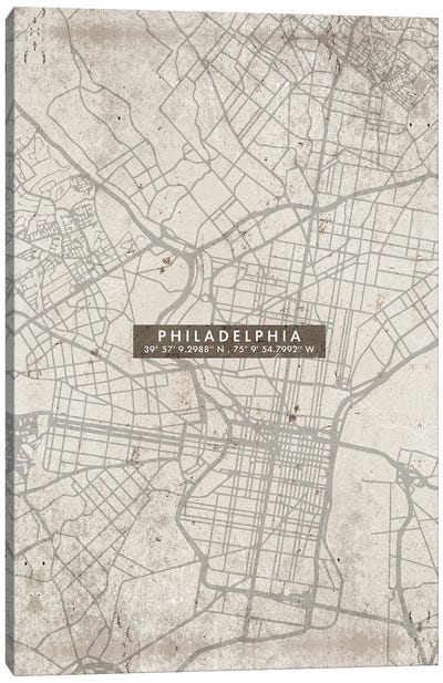 Philadelphia City Map Abstract Canvas Art Print - Philadelphia Maps