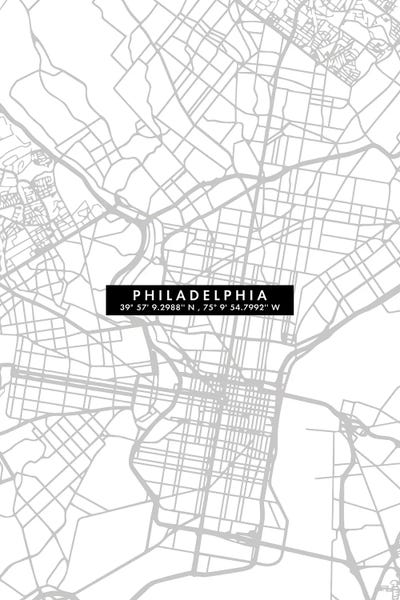 Philadelphia City Map Minimal by WallDecorAddict art print