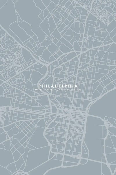 Philadelphia City Map Simple Color by WallDecorAddict art print