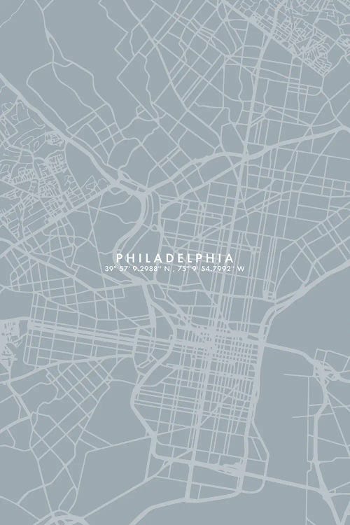 Philadelphia City Map Simple Color by WallDecorAddict wall art