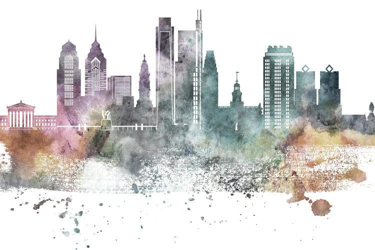 Philadelphia Pastel Skylines by WallDecorAddict wall art