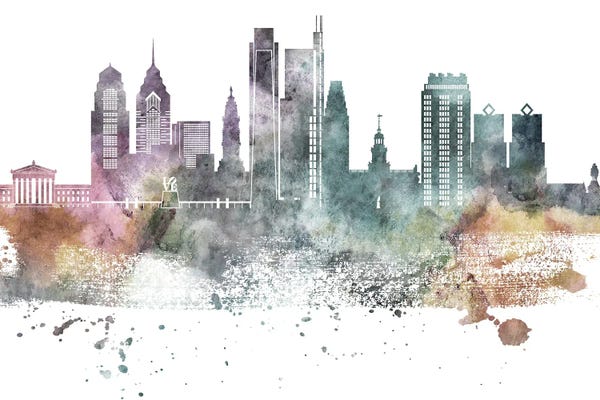 Pennsylvania: Philadelphia Pastel Skylines by WallDecorAddict