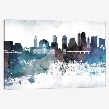 Austin Bluish Skylines Canvas Print #WDA38} by WallDecorAddict Canvas Art