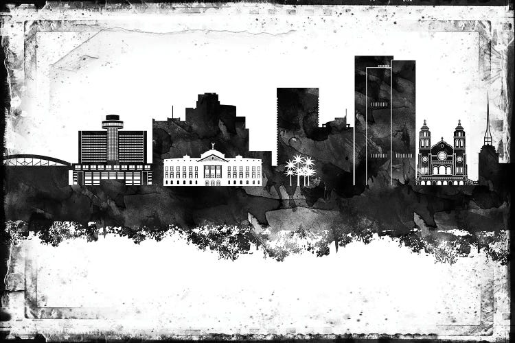 Phoenix Black And White Framed Skylines