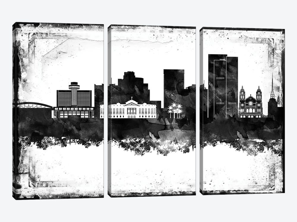 Phoenix Black And White Framed Skylines by WallDecorAddict 3-piece Art Print