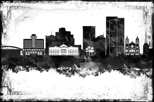 Phoenix: Phoenix Black And White Framed Skylines by WallDecorAddict