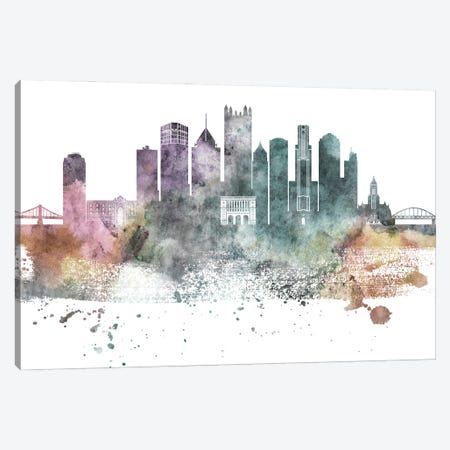 Pittsburgh Pastel Skylines Canvas Print #WDA394} by WallDecorAddict Canvas Wall Art